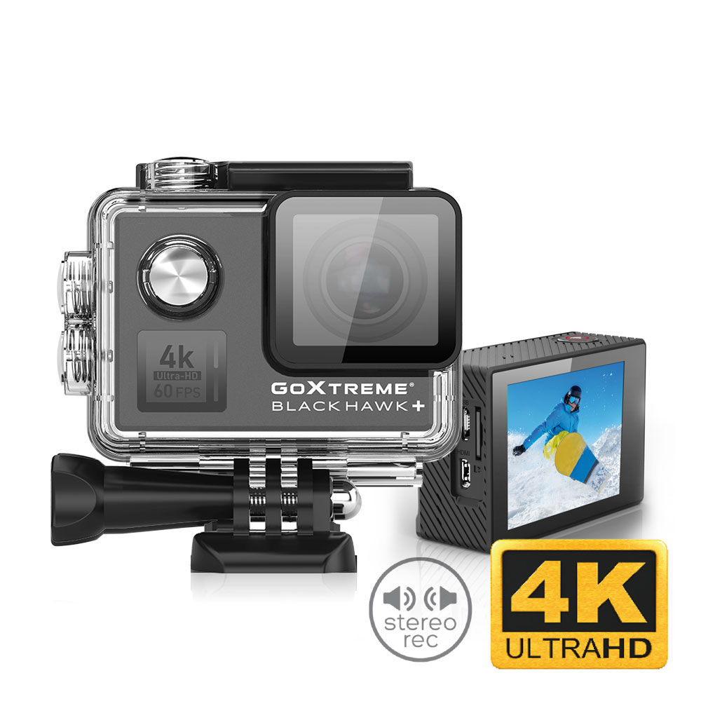 GoXtreme® Black Hawk+ liefert flüssige 4K Action Videos mit 60fps und klarem Stereo-Sound