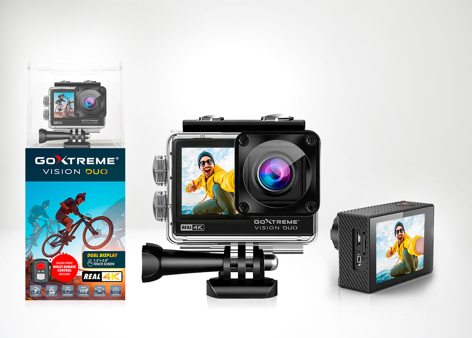GoXtreme Vision DUO: 4K-Action Cam mit Dual-Display für ultra-scharfe Videos