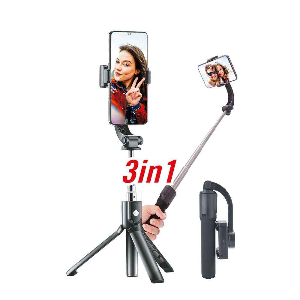 "Selfie Gimbal GS1" - 1-Achsen Stabilisator, Stativ und Selfie-Stick vereint in einem faltbarem Gimbal